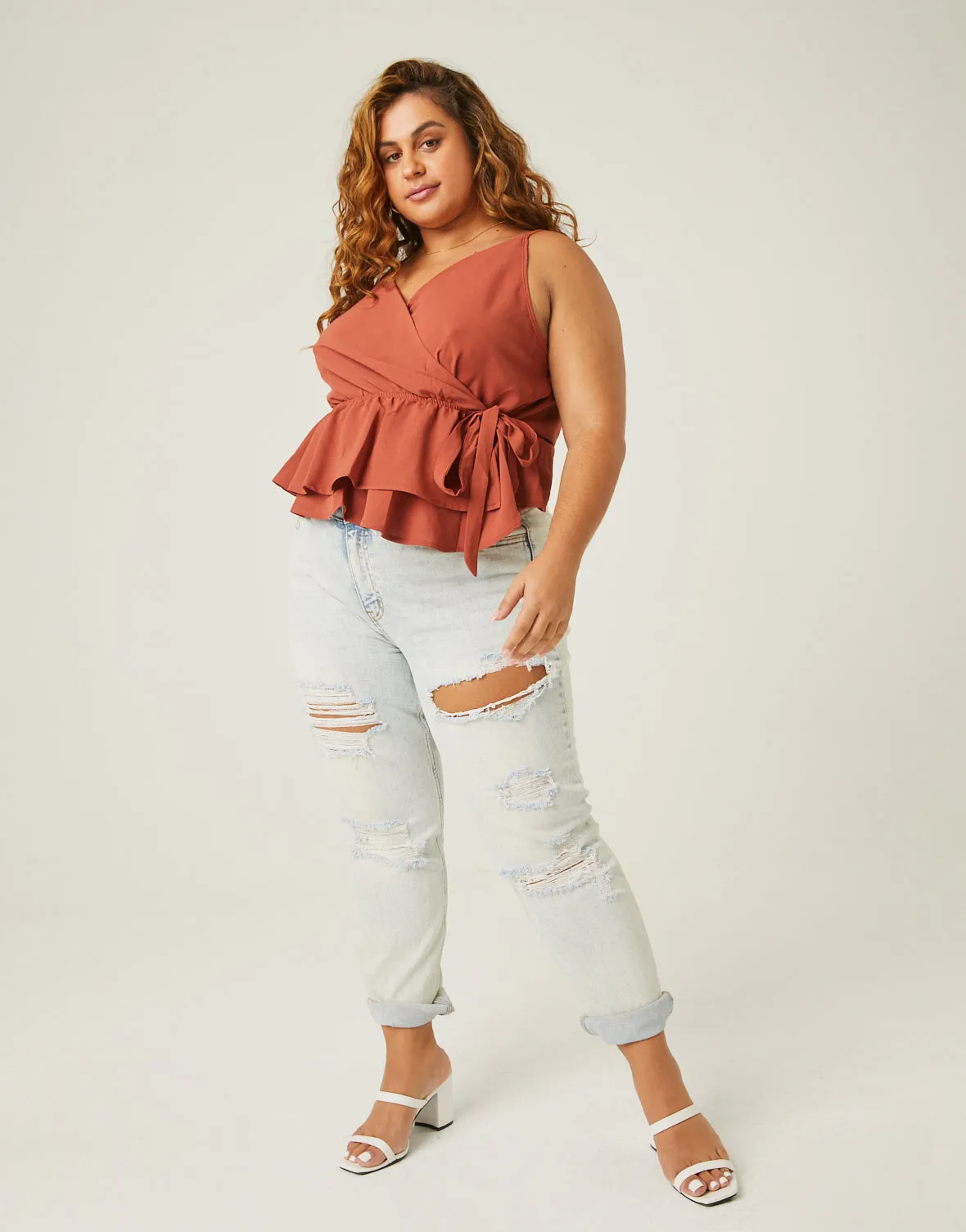 Plus Size Woven Wrap Tank