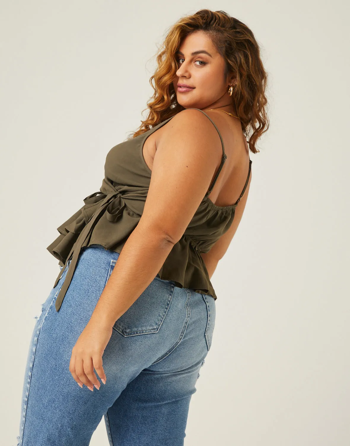 Plus Size Woven Wrap Tank