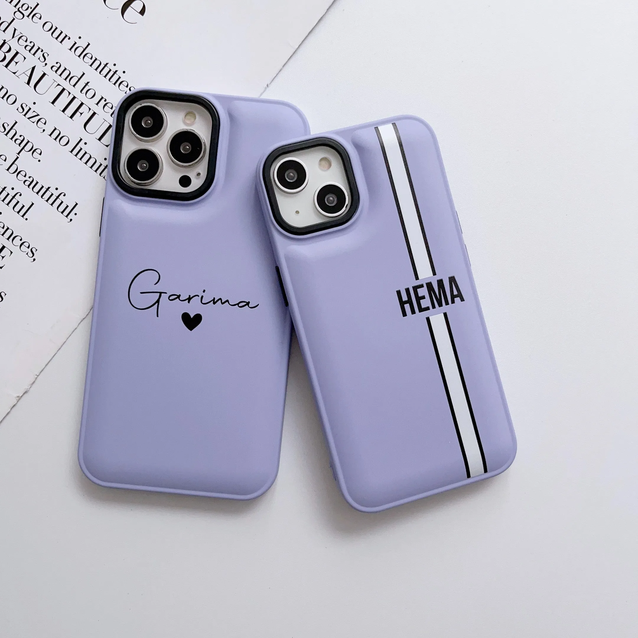 Puffer Silicon iPhone Customised Case  ( Light Purple )