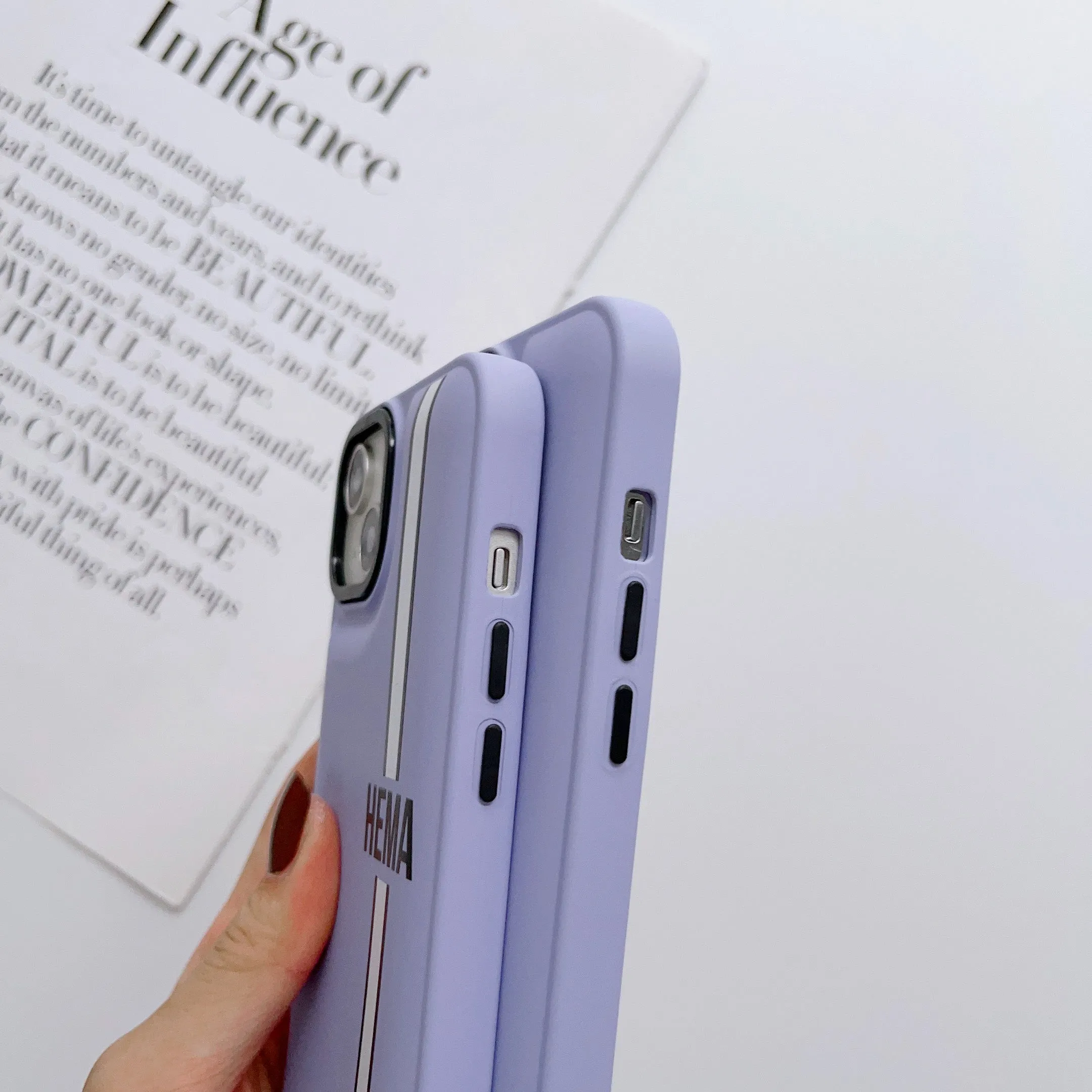 Puffer Silicon iPhone Customised Case  ( Light Purple )