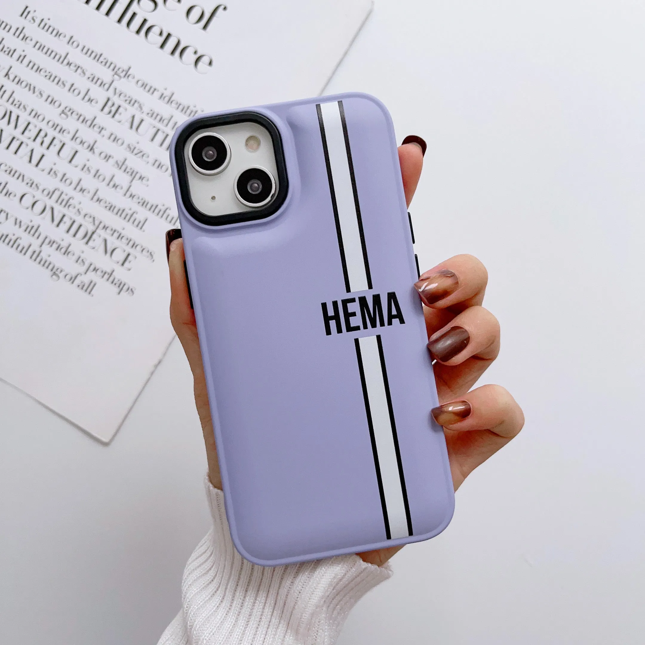 Puffer Silicon iPhone Customised Case  ( Light Purple )