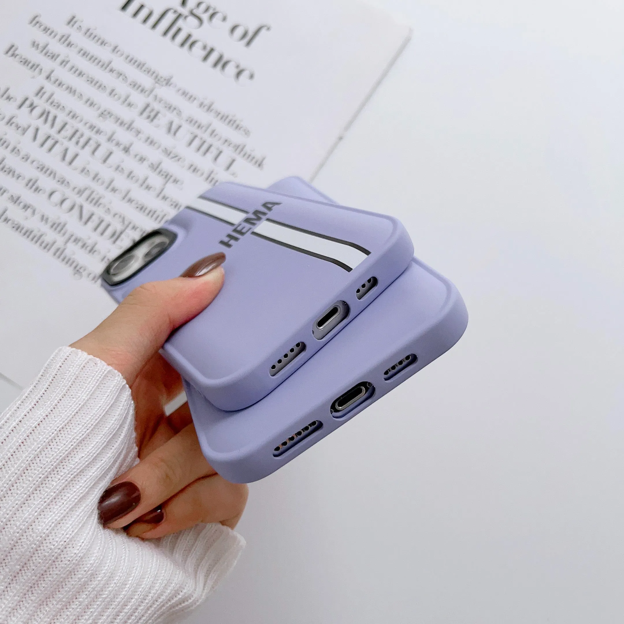 Puffer Silicon iPhone Customised Case  ( Light Purple )