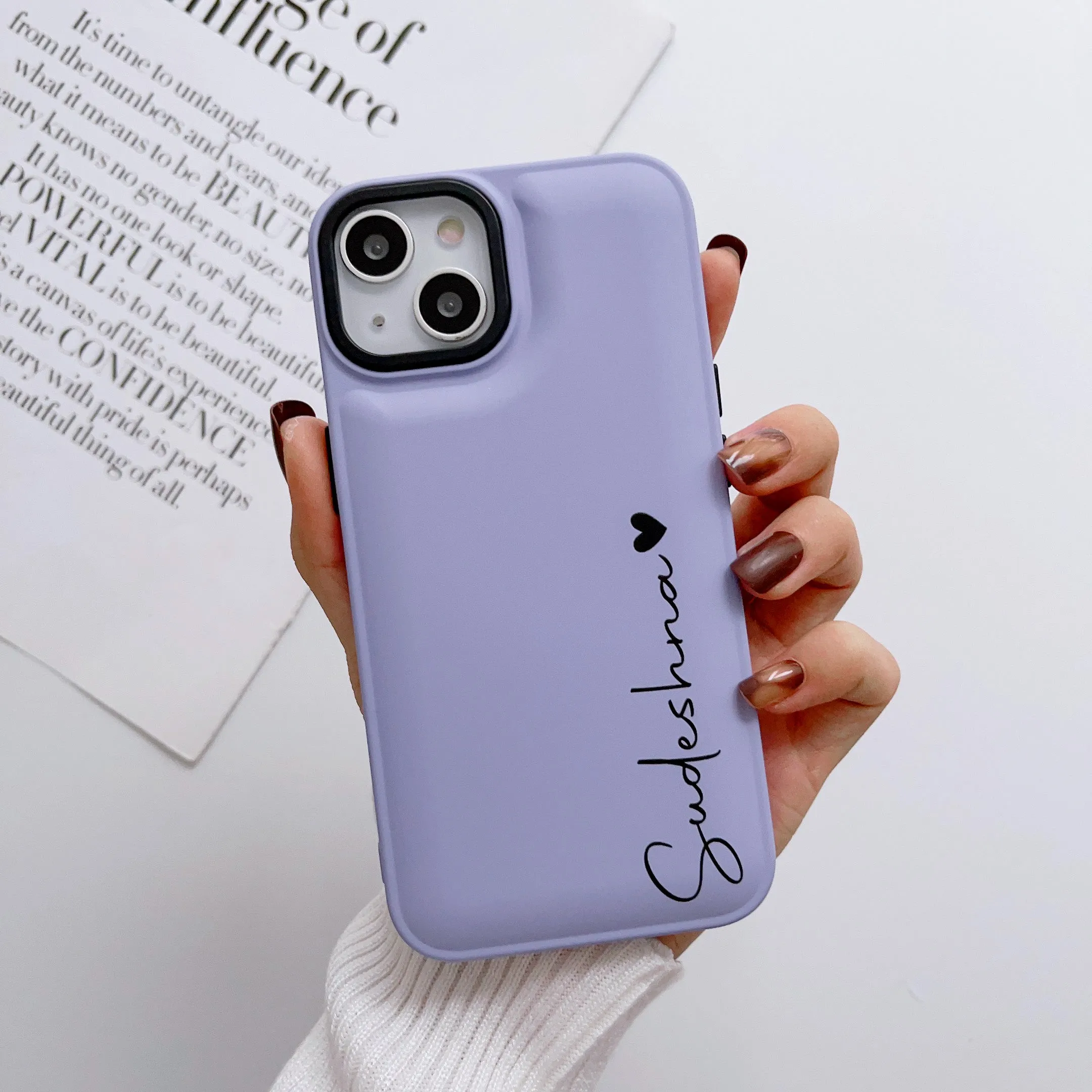 Puffer Silicon iPhone Customised Case  ( Light Purple )