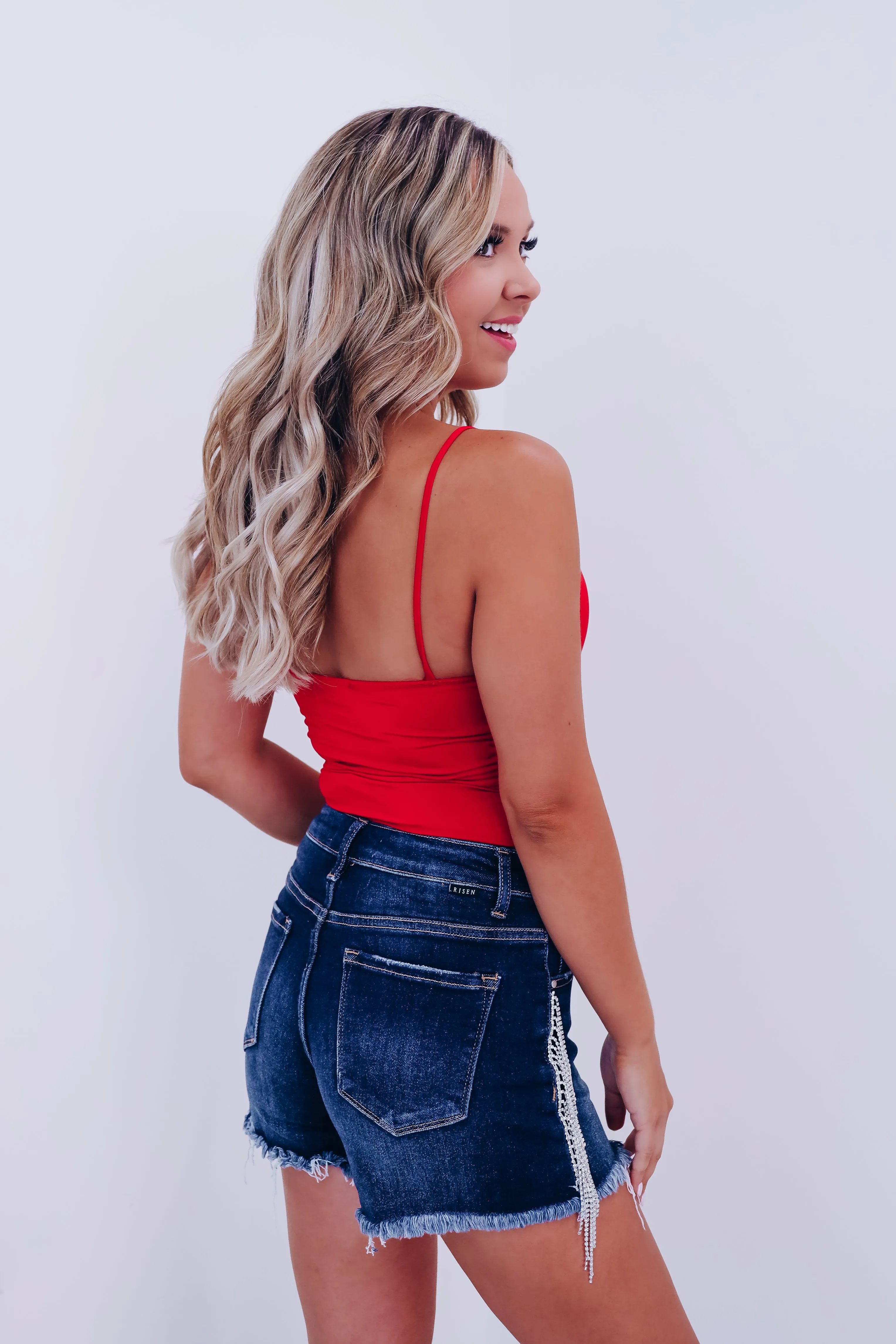 Rai Ruched Side Cami Bodysuit - Red