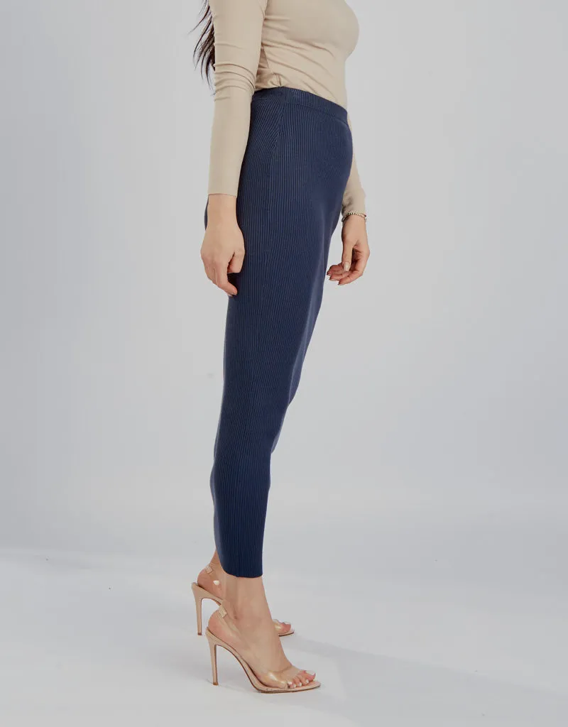 Ribbed Knit Skirt - Shades of Blue