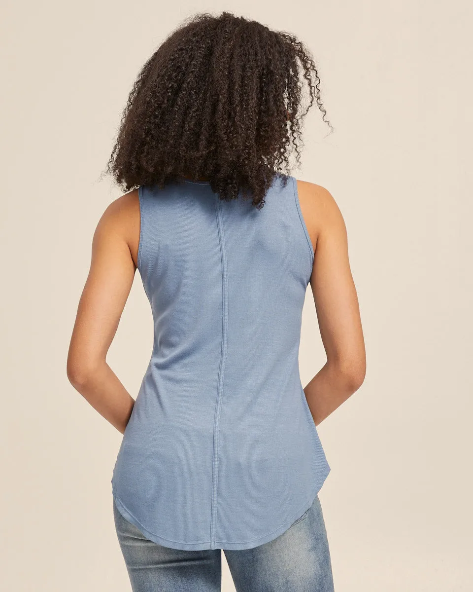 Ribbed Nursing Tank - Blue