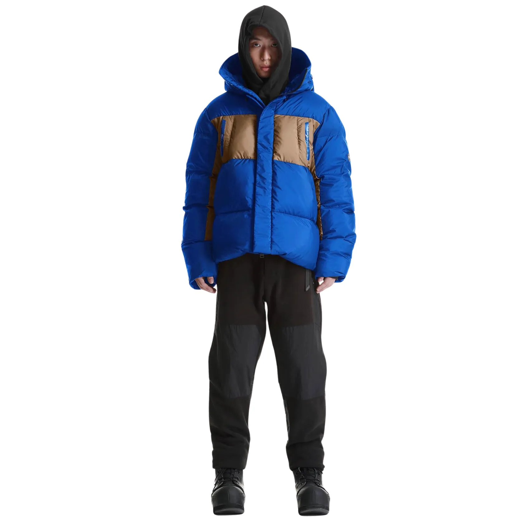 Rook Short Puffer Jacket - Blue/Beige