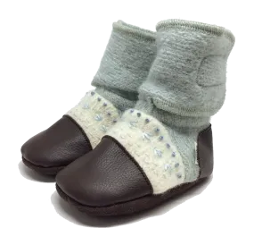 Sea Glass Embroidered Felted Wool Booties