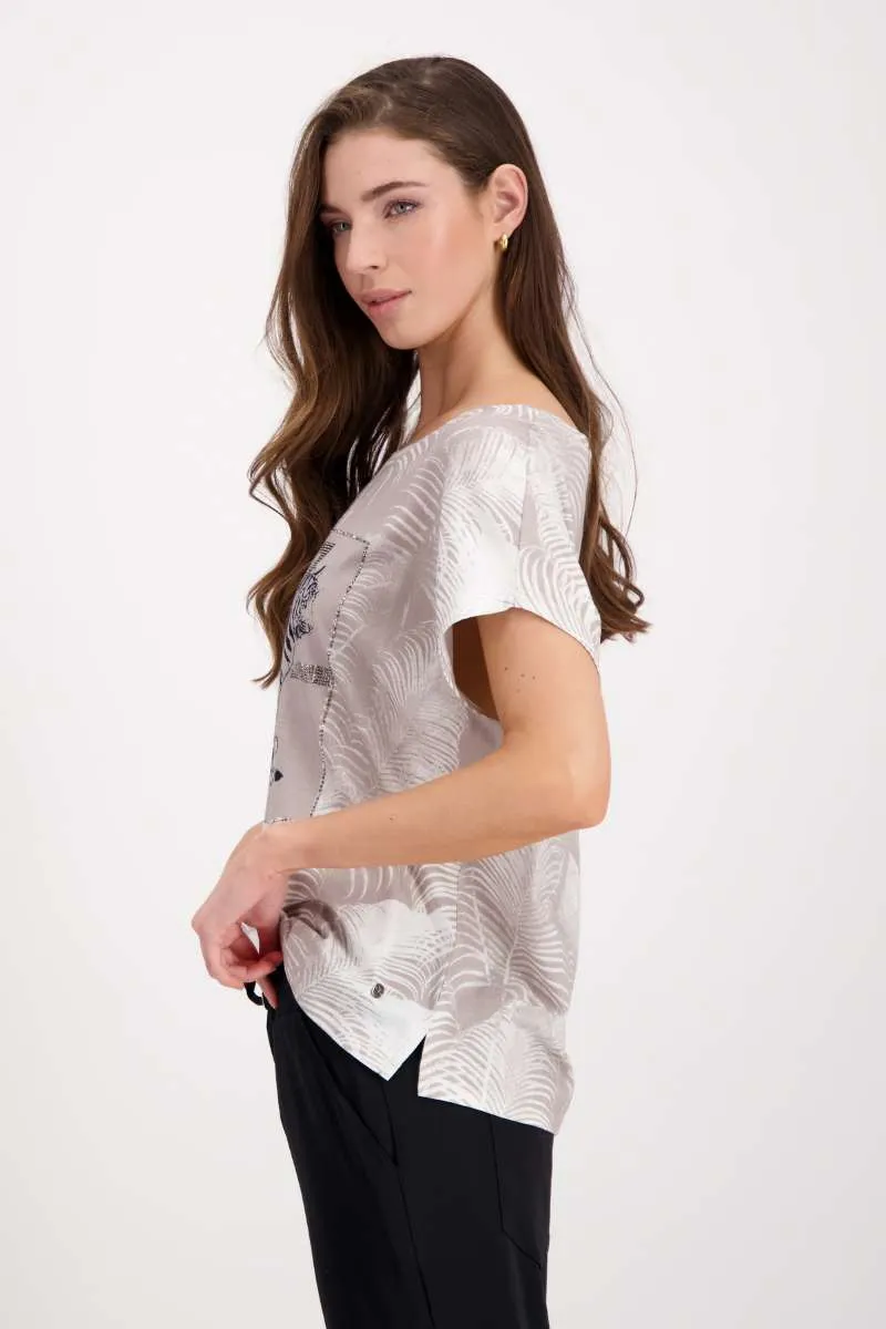 T-Shirt Palm Trees   Tigers in Bambus Pattern 407958MNR by Monari  - OUTLET SALE