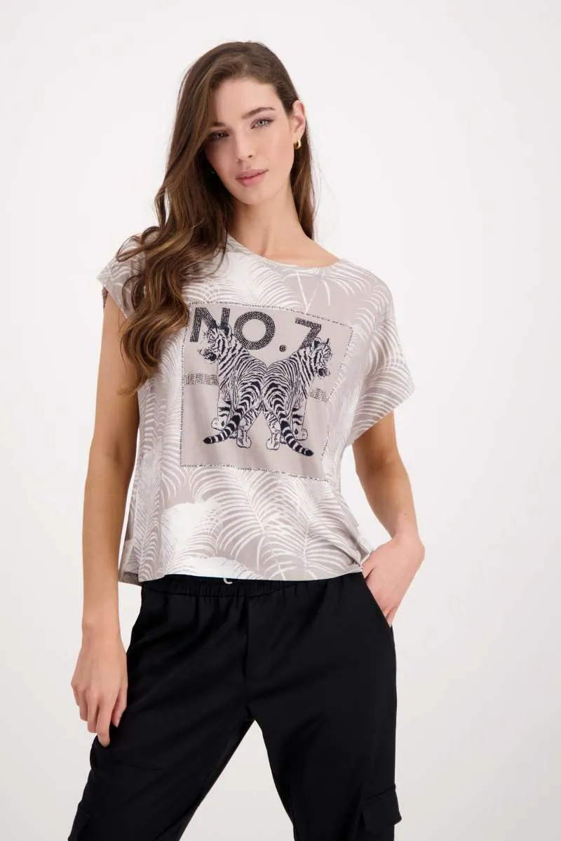 T-Shirt Palm Trees   Tigers in Bambus Pattern 407958MNR by Monari  - OUTLET SALE