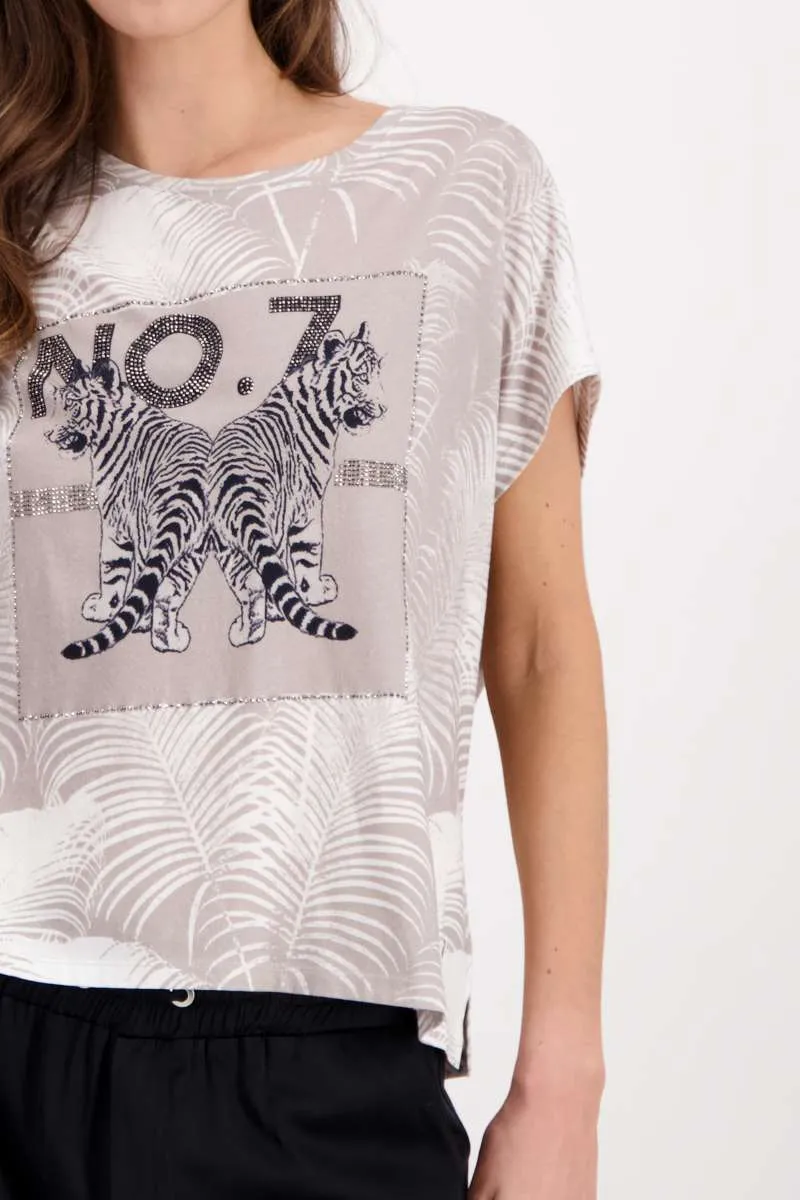 T-Shirt Palm Trees   Tigers in Bambus Pattern 407958MNR by Monari  - OUTLET SALE