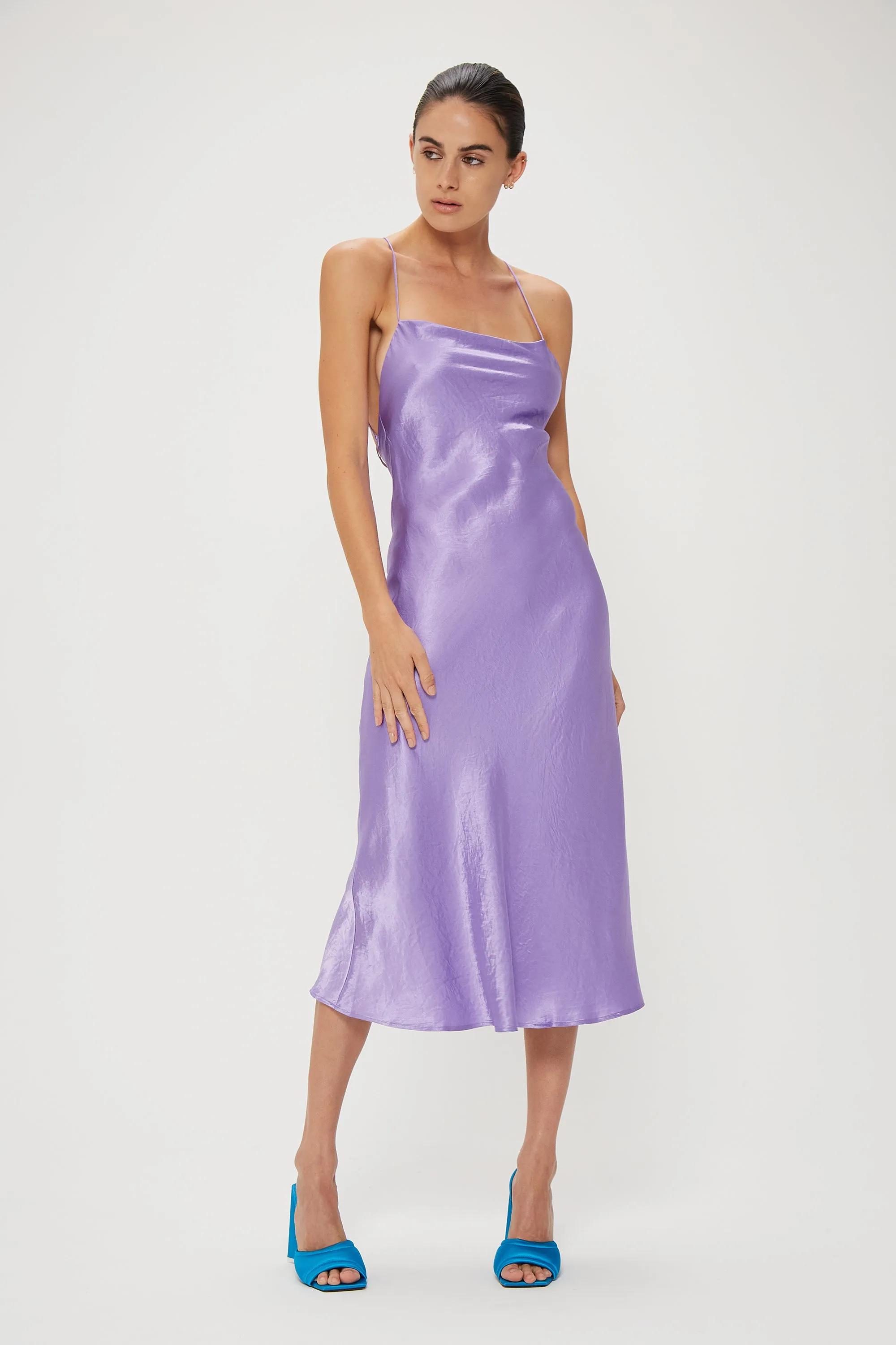 Third Form Crush Bias Cowl Dress - Violet