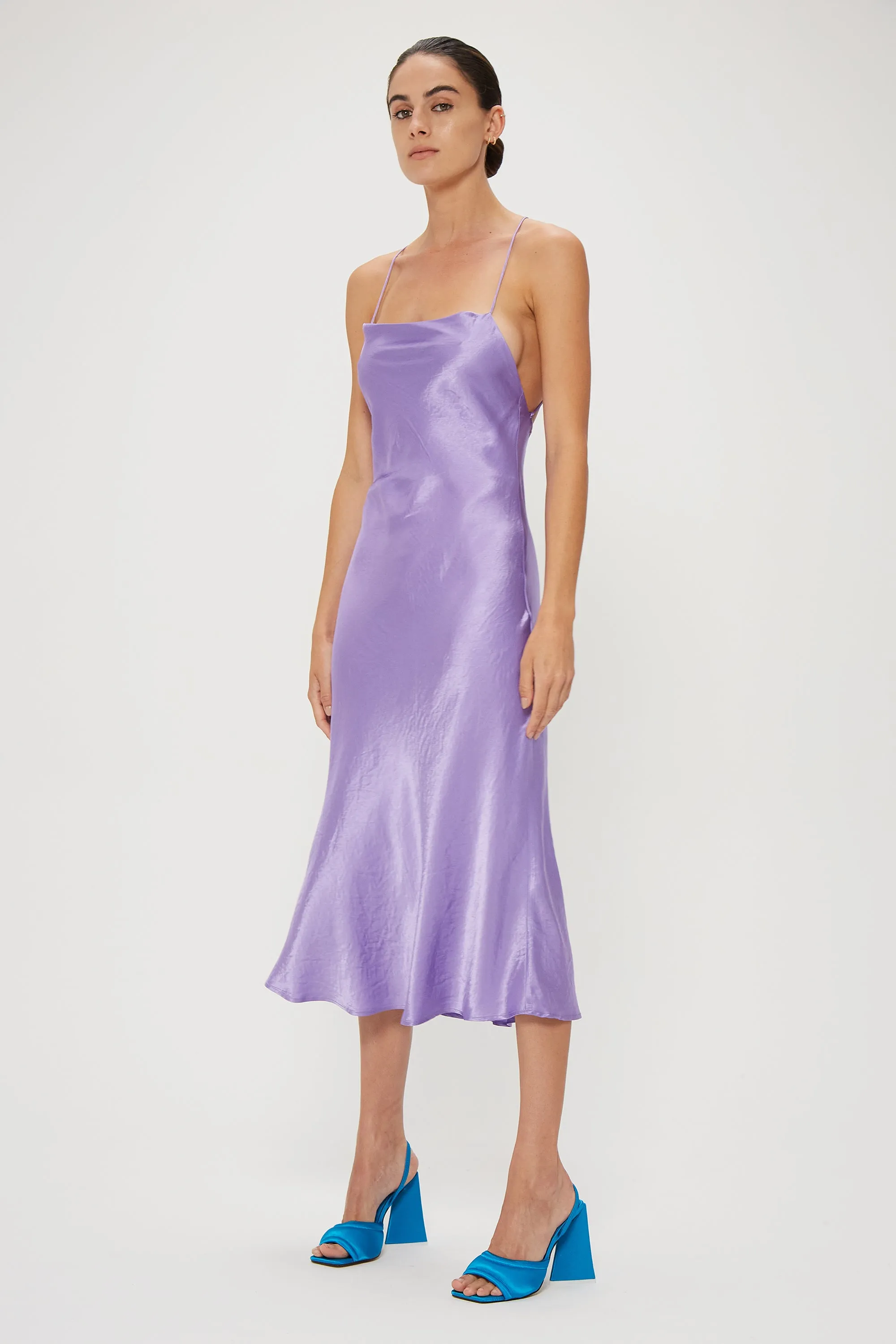 Third Form Crush Bias Cowl Dress - Violet