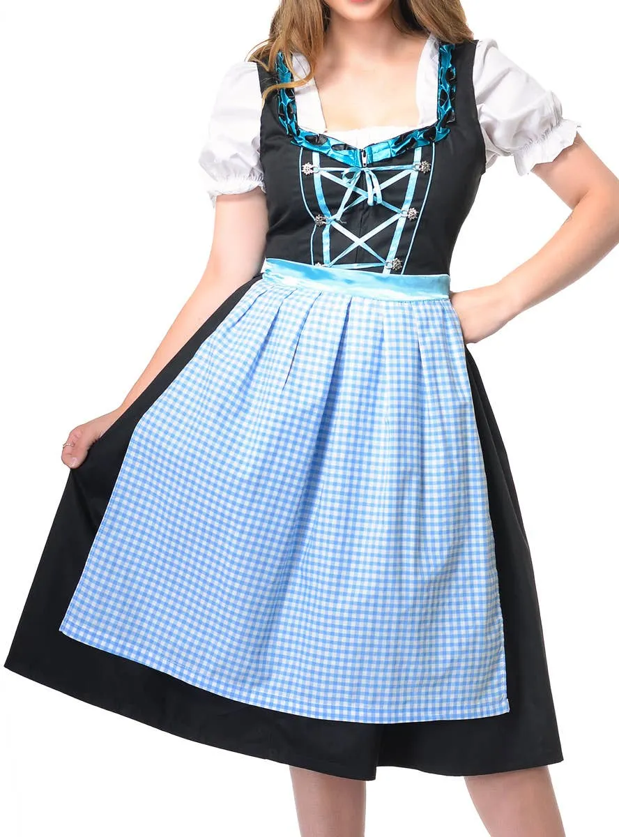 Traditional Black and Blue Dirndl Womens Oktoberfest Costume