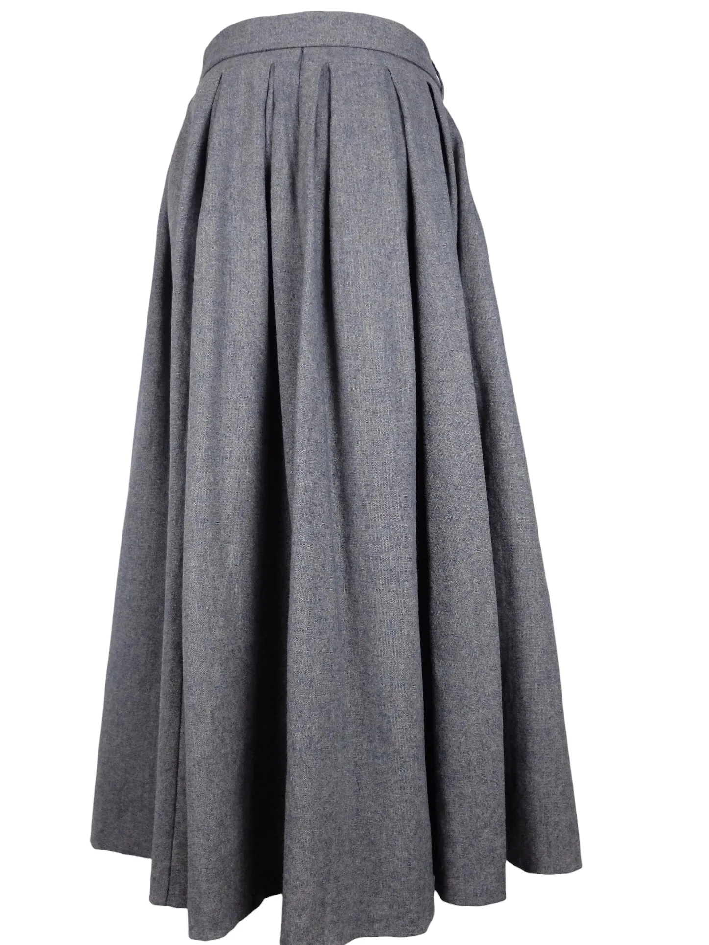 Vintage 90s Wool Blend Chic Preppy Mod Solid Grey Circle Full Maxi Skirt with Waist Tie | 30 Inch Waist