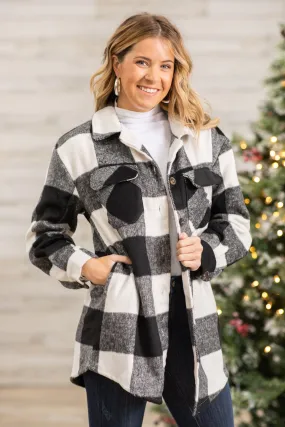 White and Black Buffalo Plaid Shacket