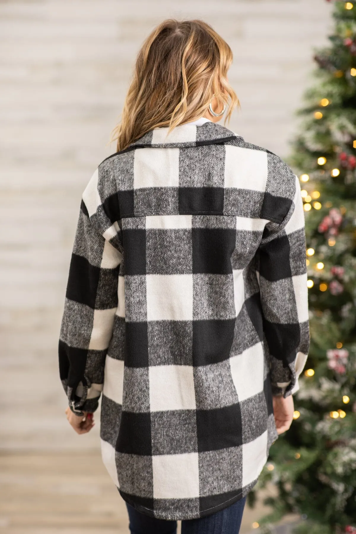 White and Black Buffalo Plaid Shacket