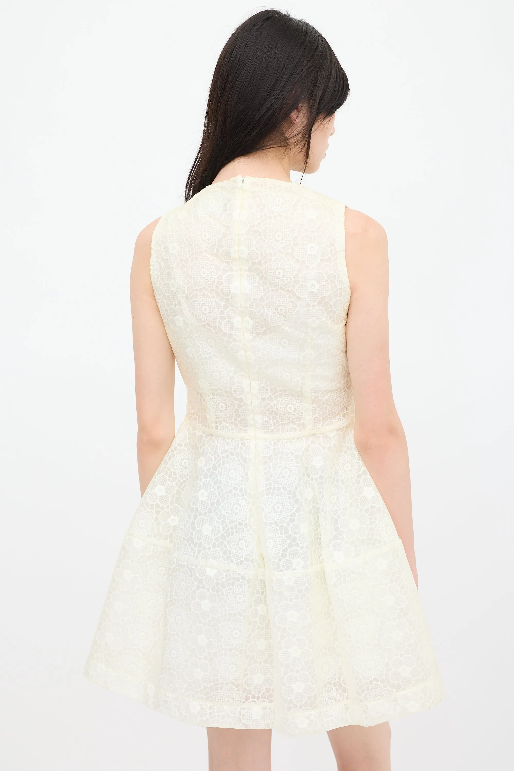 White Nylon Floral Dress