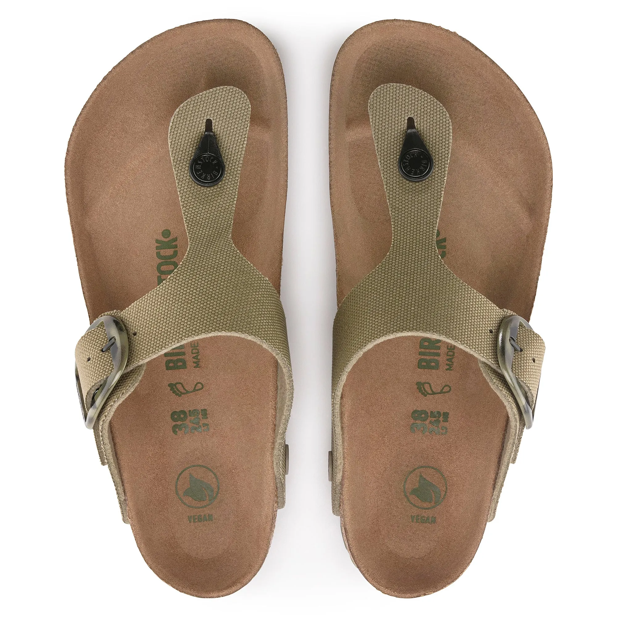 Women's Birkenstock Gizeh Vegan Big Buckle Textile Color: Faded Khaki