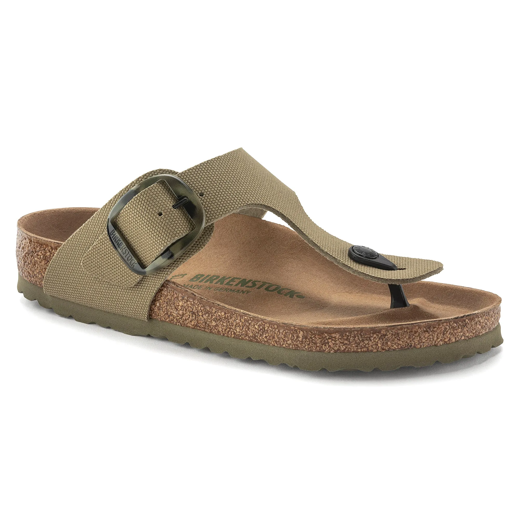 Women's Birkenstock Gizeh Vegan Big Buckle Textile Color: Faded Khaki