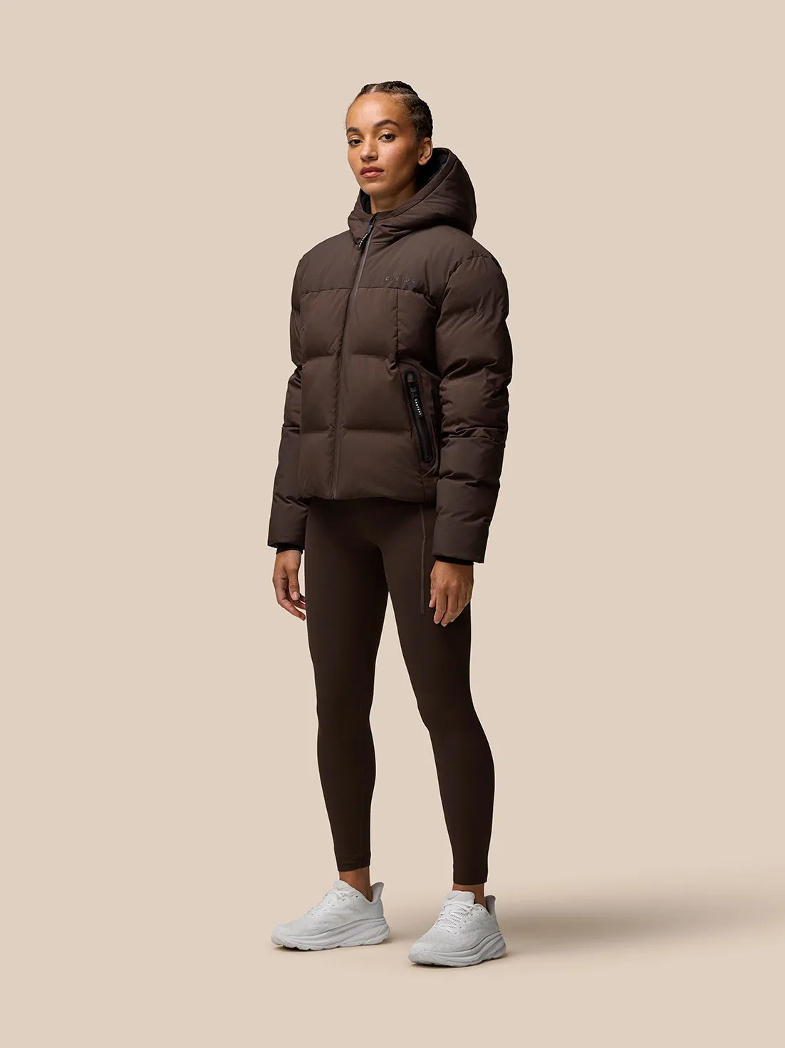 Women's Quilts Long Sleeve Puffer Jacket - Brown