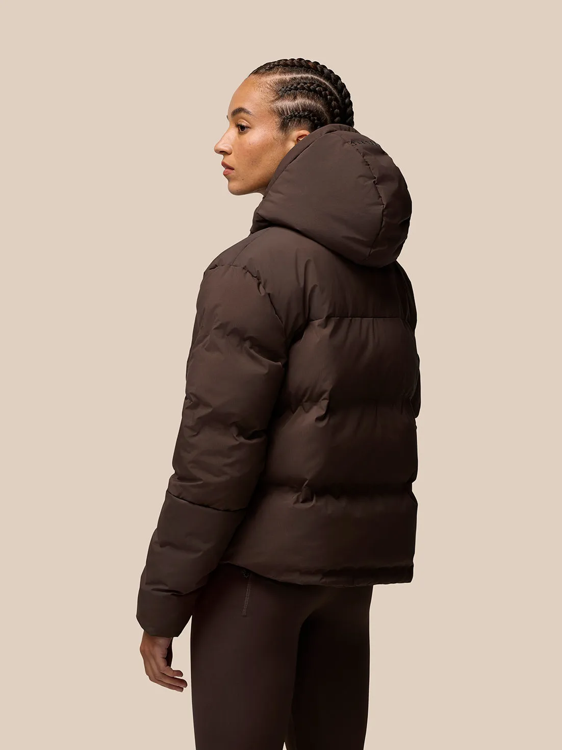 Women's Quilts Long Sleeve Puffer Jacket - Brown