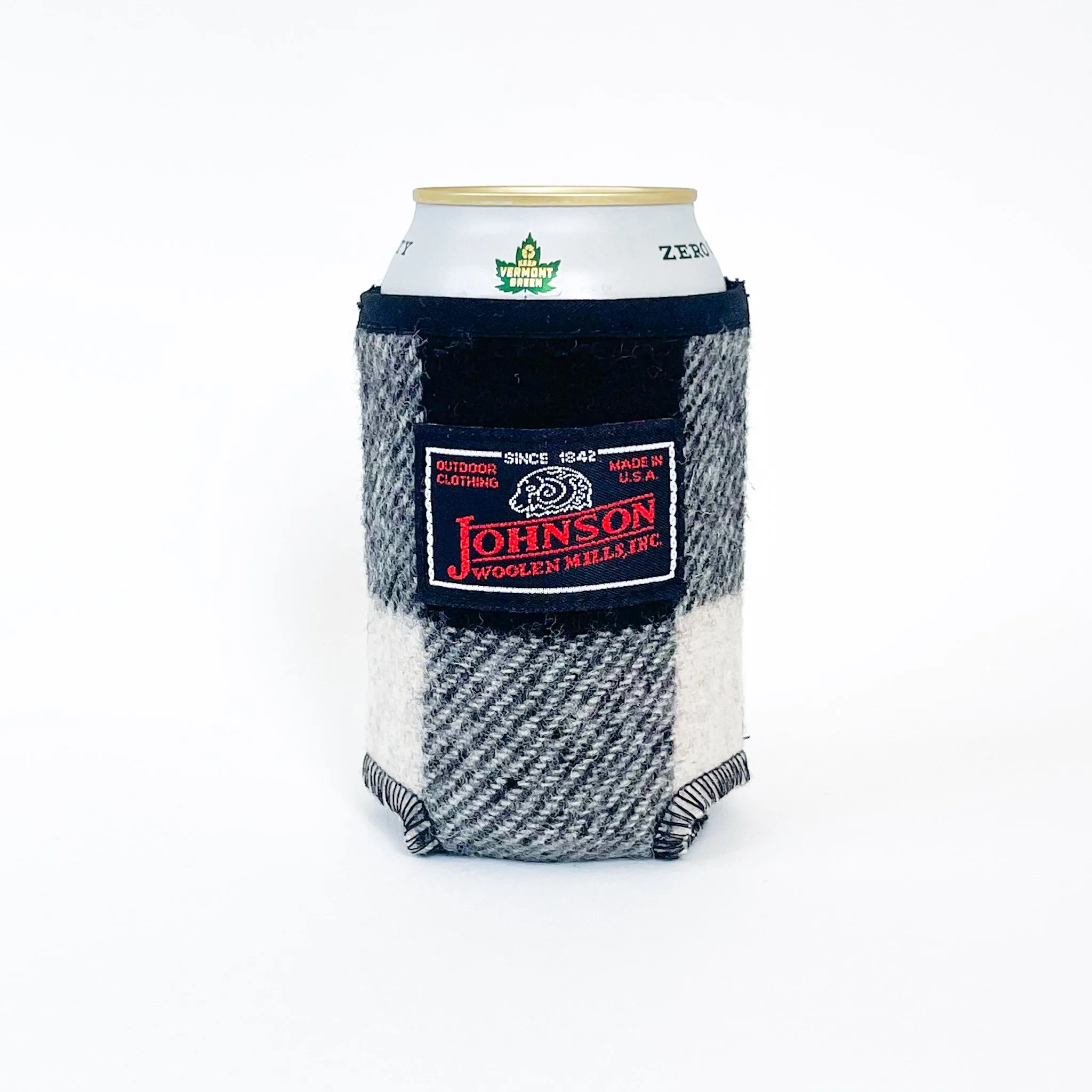 Wool Koozie - Black & White Buffalo Check